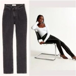 A&F Black Ultra High Rise Criss Cross Waist 90's Slim Straight Jeans Curve Love